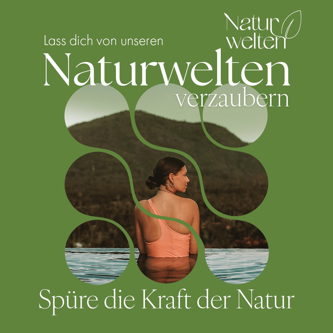 Social-Media-Beitrag mit illustrierter Frauenfigur in Natur