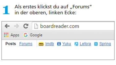 Keyword Recherche: BoardReader.com Forums Anklicken