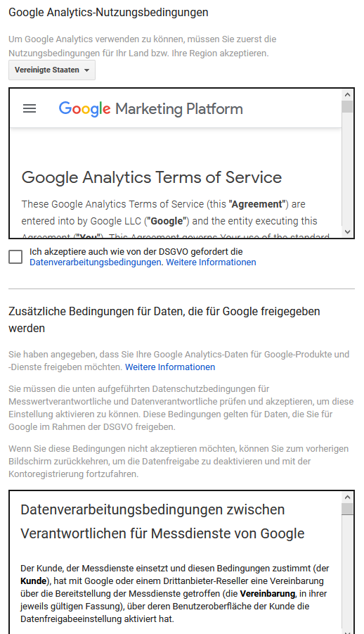 Google Analytics: Nutzungsbedingungen