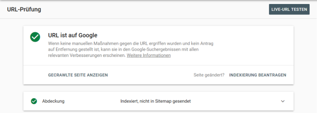 Webmaster Tools: URL Überprüfung