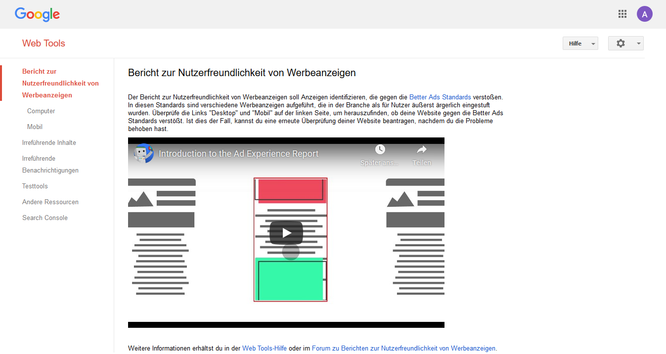 Webmaster Tools: Bericht Zur Nutzerfreundlichkeit