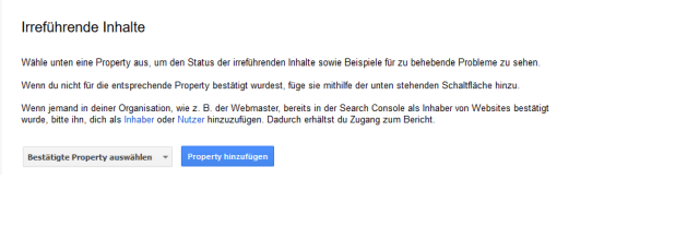 Webmaster Tools: Irreführende Inhalte