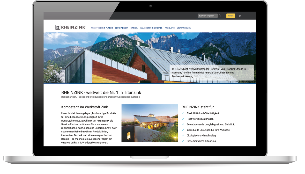 Projekt Rheinzink: Laptopbildschirm Mit Webseite