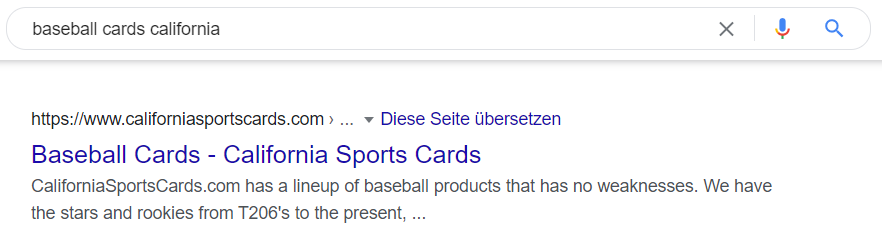Screenshot Google Baseball Cards